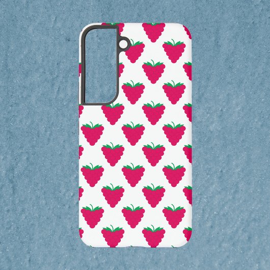 Raspberry Fruit Berry Pink Pattern Samsung Galaxy Hoesje