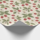 Raspberry Fruit Bunches with Leaves and Blossom Cadeaupapier (Hoek)