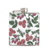 Raspberry Fruit Leaves Illustration Pattern Heupfles (Voorkant)