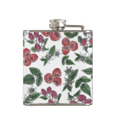 Raspberry Fruit Leaves Illustration Pattern Heupfles (Achterkant)