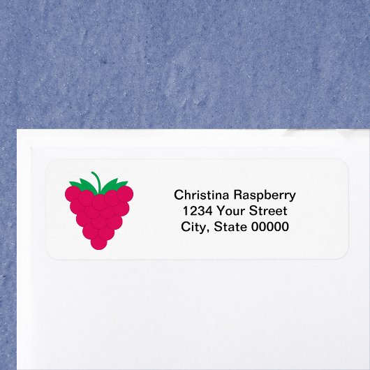 Raspberry Fruit Pink Personalize Return Address Etiket