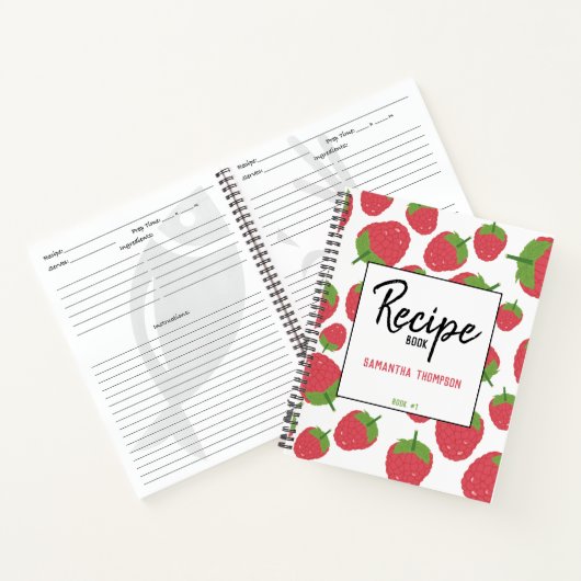 Raspberry Fruit Summer Pattern Recipbook Notitieboek (Binnen)