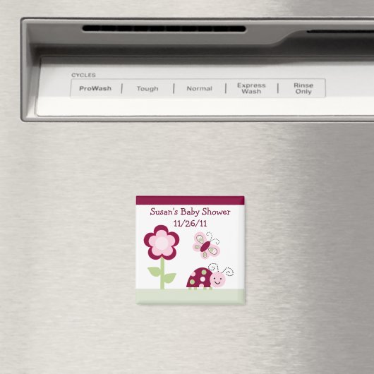 Raspberry Garden/Ladybug Baby shower Magnet (Insitu (Vaatwasser))