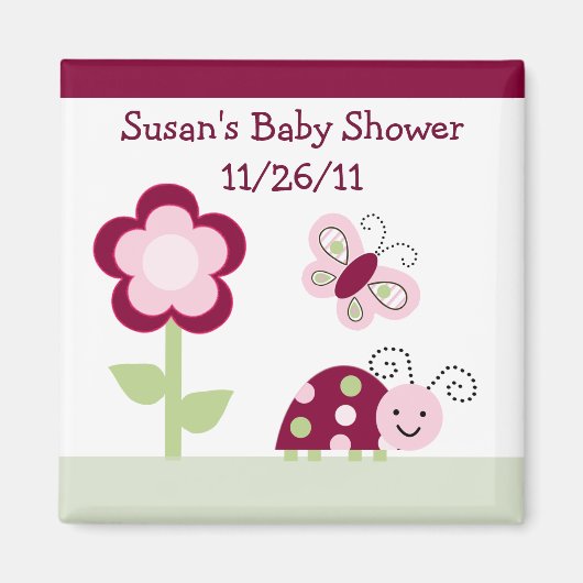 Raspberry Garden/Ladybug Baby shower Magnet (Voorkant)