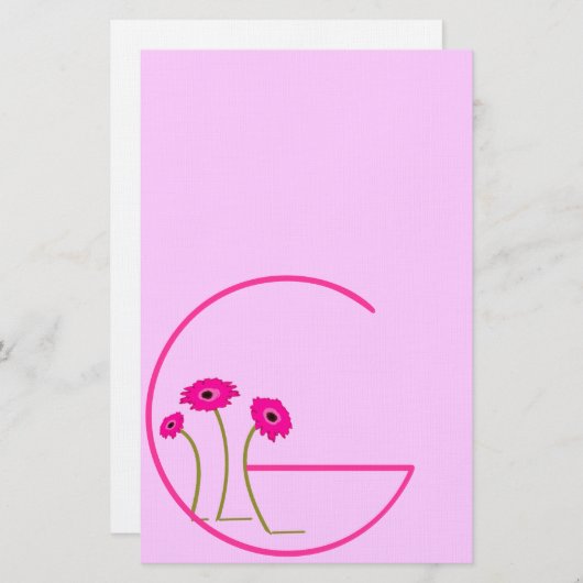 Raspberry Gerber Daisy Briefpapier (Voorkant / Achterkant)