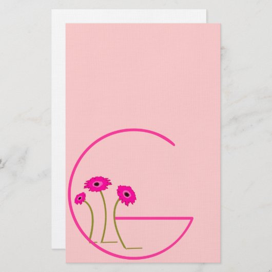 Raspberry Gerber Daisy Briefpapier (Voorkant / Achterkant)