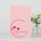 Raspberry Gerber Daisy Briefpapier (Staand voorkant)