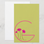 Raspberry Gerber Daisy Briefpapier (Voorkant / Achterkant)