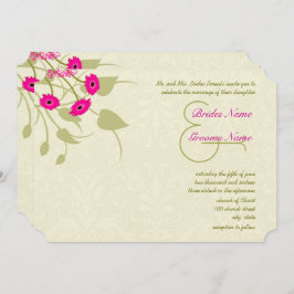 Raspberry Gerber Damask Wedding Invitations Kaart