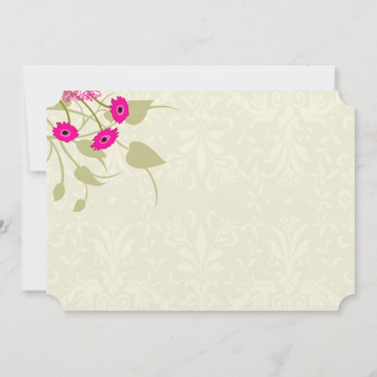 Raspberry Gerber Damask Wedding Invitations Kaart (Achterkant)