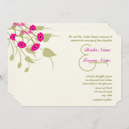 Raspberry Gerber Damask Wedding Invitations Kaart