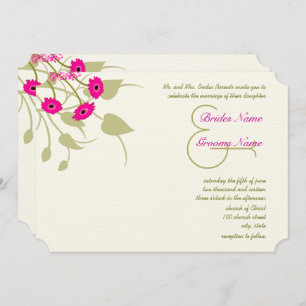 Raspberry Gerber Damask Wedding Invitations Kaart
