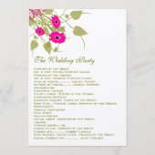 Raspberry Gerbers Wedding Programme Programmakaart (Achterkant)