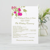 Raspberry Gerbers Wedding Programme Programmakaart (Staand voorkant)