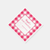 Raspberry Gingham Custom Baby Shower  Servet (Hoek)