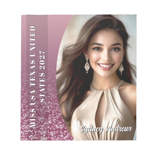 Raspberry Glitter Border Custom Photo Notepad Notitieblok (Voorkant)