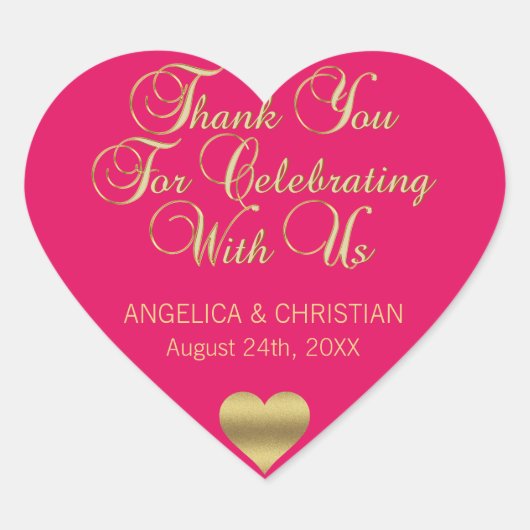 RASPBERRY Gold Hartelijk dank voor de huwelijkszeg Hart Sticker (Voorkant)