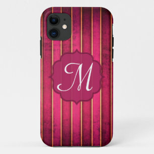 Raspberry Gold Stripe Mod Monogram IPHONE 5 Hoesje