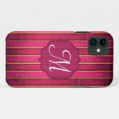 Raspberry Gold Stripe Mod Monogram IPHONE 5 Hoesje (Achterkant (horizontaal))