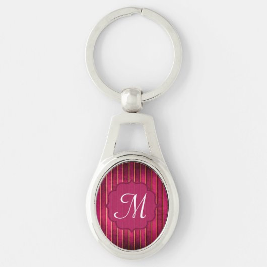 Raspberry Gold Stripe Modern Hot Pink Sleutelhange Sleutelhanger (Voorkant)
