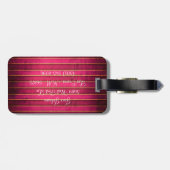 Raspberry Gold Stripe Modern Monogram Bagagelabel (Achterkant horizontaal)