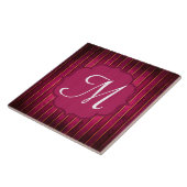 Raspberry Gold Stripe Modern Monogram Displayile Tegeltje (Zijkant)