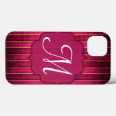 Raspberry Gold Stripe Modern Monogram IPAD Case (Achterkant (horizontaal))