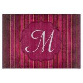 Raspberry Gold Stripe Monogram Glassnijplank Snijplank (Voorkant)