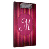 Raspberry Gold Stripe Monogram Initiaal Clip Board Klembord (Rechts)