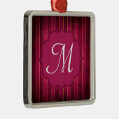 Raspberry Gold Stripe Monogram Initiaal Ornament (Rechts)