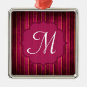 Raspberry Gold Stripe Monogram Initiaal Ornament (Voorkant)
