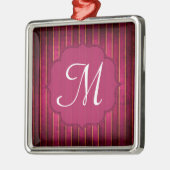 Raspberry Gold Stripe Monogram Initiaal Ornament (Links)