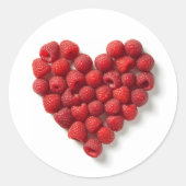 Raspberry Heart Ronde Sticker (Voorkant)