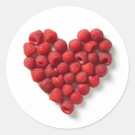 Raspberry Heart Ronde Sticker