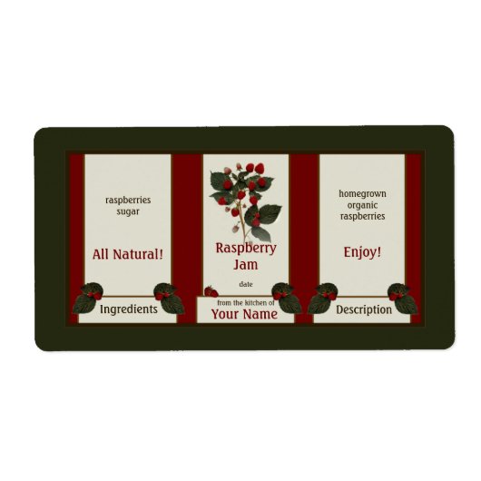 Raspberry Homemede Jam Canning Label 3 (Voorkant)