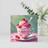 Raspberry Ice Cream Blank Kaart (Staand voorkant)