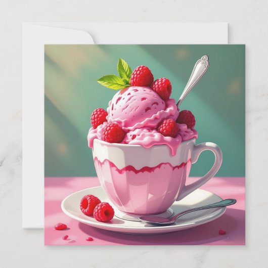 Raspberry Ice Cream Blank Kaart (Voorkant)