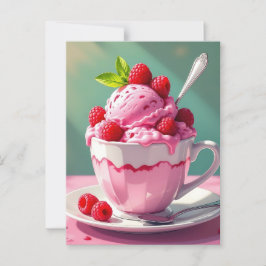 Raspberry Ice Cream in een Roze Koffie Cup Briefkaart