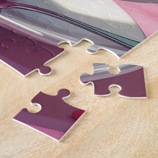 Raspberry Ice Cream in een Roze Koffie Cup Legpuzzel (Zijkant)