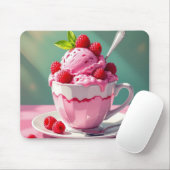 Raspberry Ice Cream in een Roze Koffie Cup Muismat (Met muis)