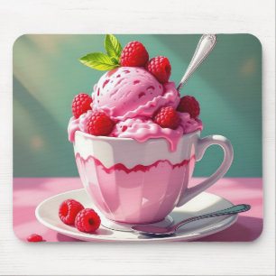 Raspberry Ice Cream in een Roze Koffie Cup Muismat