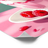 Raspberry Ice Cream in een Roze Koffie Cup Poster (Hoek)