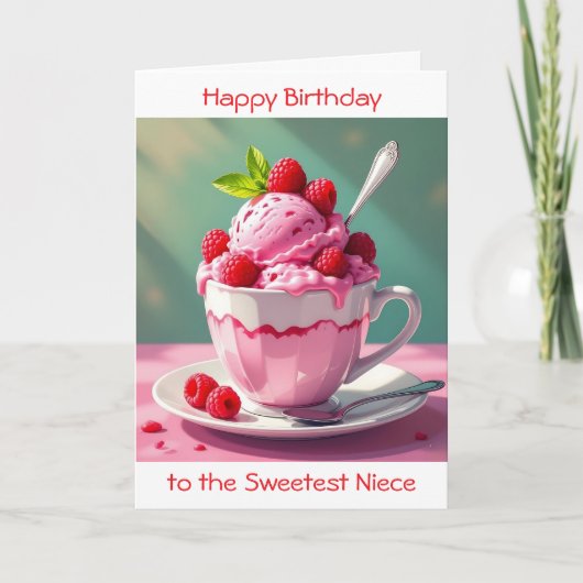 Raspberry Ice Cream Kleurplaat Verjaardag van de n Kaart (Voorkant)