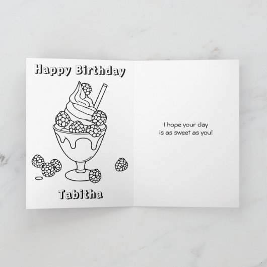 Raspberry Ice Cream Kleurplaat Verjaardag van de n Kaart (Binnen)