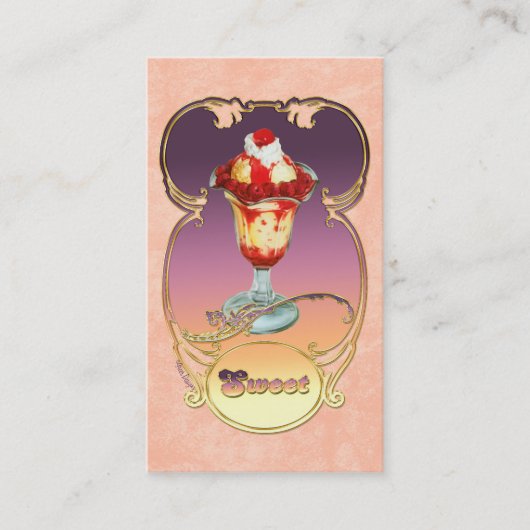 Raspberry Ice Cream Sundae Visitekaartje (Voorkant)