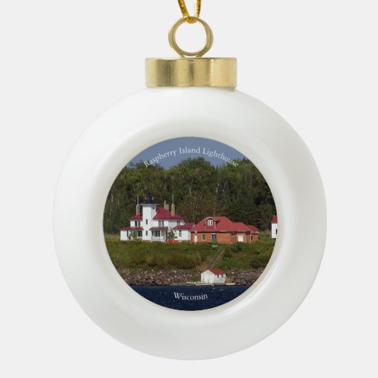 Raspberry Island Lighthouse 2 Keramische Bal Ornament (Voorkant)