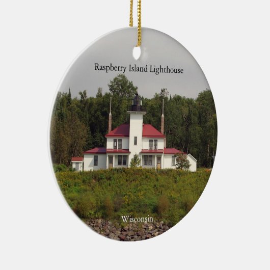 Raspberry Island Lighthouse, dubbelzijdig versierd Keramisch Ornament (Rechts)