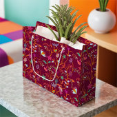 Raspberry Jacobean Patroon Groot Cadeauzakje