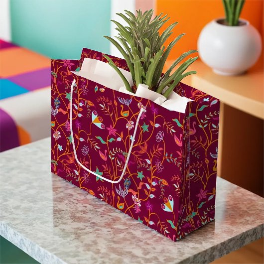 Raspberry Jacobean Patroon Groot Cadeauzakje