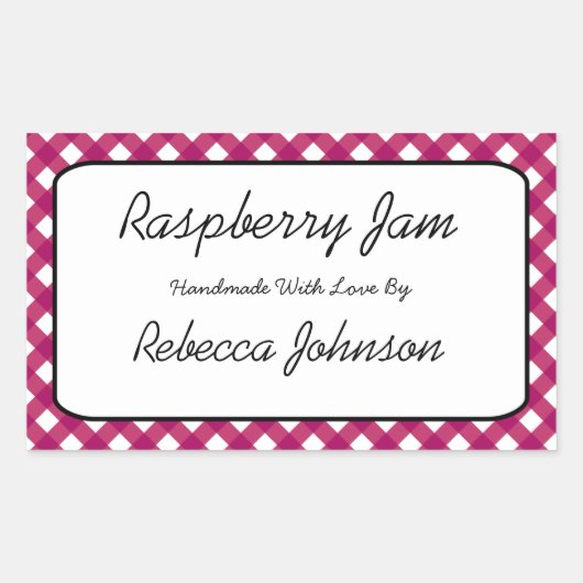 Raspberry Jam Aangepaste Tekst Jar Label (Voorkant)